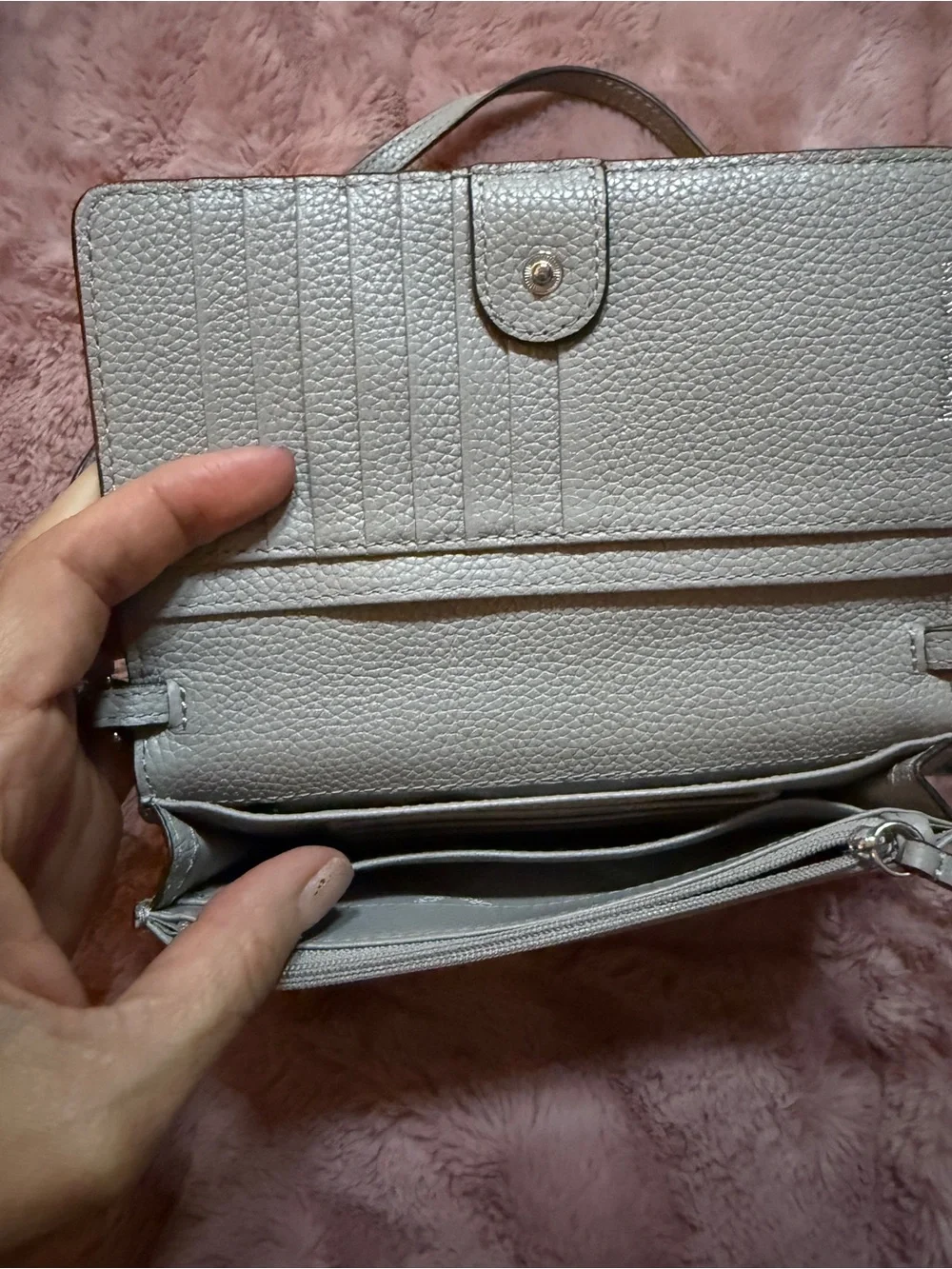 Michael Kors Pebbled Leather Crossbody in Light Gray